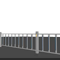 White Road Guardrail With Lighted Posts And Black Base Supports For Roads