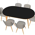 Modern Round Table and Chair Set with Metal Legs and Light Gray Fabric Seats