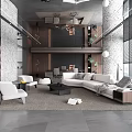 Modern Office Interior Design With Open Layout Sofa And Floor to Ceiling Windows