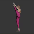 Woman in Pink Sportswear Doing Single Leg Lift Stretching Exercise on Dark Background