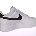 Nike Air Force 1 White Low Top Sneakers With Black Swoosh And Thick Sole