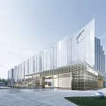 Modern Sales Office Building With Glass Curtain Wall And Transparent Design