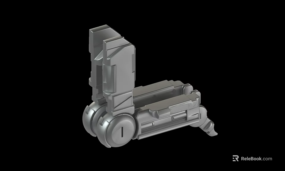 Gray Metal Mechanical Part With Wheel Structure And Support Bracket 3d model 
