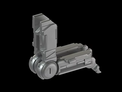 Gray Metal Mechanical Part With Wheel Structure And Support Bracket 3d model