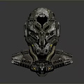 Futuristic Mechanical Weapon Headgear With Metallic Intricate Structure And Armor Components 3d model