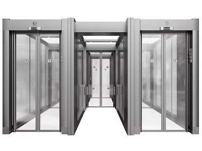 Public Facility Modern Automatic Elevator Featuring Glass Doors And Stainless Steel Frame 3d model