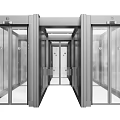 Public Facility Modern Automatic Elevator Featuring Glass Doors And Stainless Steel Frame 3d model