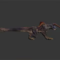 3D Fantasy Dragon Creature With Sharp Claws Spiked Back And Purple Gray Skin