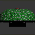 Green Hemispherical Equipment With Hexagonal Honeycomb Surface Red Button And Red Edge