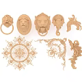 Chinese style handle door handle component carved 3d model