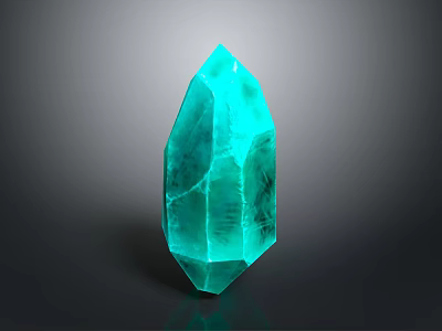 Vibrant Blue Green Prismatic Crystal Featuring Surface Texture On Dark Background 3d model