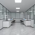 Modern Laboratory With Equipment Workbenches And Chairs 3d model