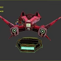 Sci Fi Mechanical Device With Pink Purple Accents Glowing Green Screen And Wooden Base