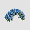 Arched Floral Arrangement With Blue And White Hydrangeas And Green Leaves Decor