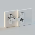 Chrome Metal Hinge Connecting Two White Panels With Screw Mechanism