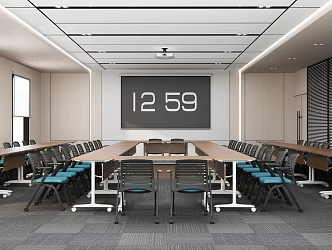 Enterprise conference room conference table conference chair wood veneer 3d model