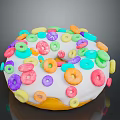 Colorful Donut Topped With White Frosting And Colorful Cereal Loops
