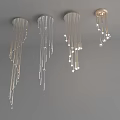 Modern Hanging Chandeliers with Slim Pendant Strands and Illuminated Bulbs on Ceiling