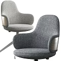 Modern Upholstered Office Chairs With Wooden Armrests Metal Tripod Bases And Light Dark Gray Colors