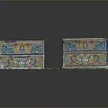 Traditional Decorative Architectural Components With Colorful Tile Patterns And Green Base