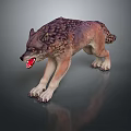 Game Movie Character Ferocious Wolf In Aggressive Posture Open Mouth Red Fangs Detailed Fur Texture