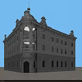 European Classical Architecture Featuring Stone Facade Arched Windows Ornate Balcony And Dome Roof