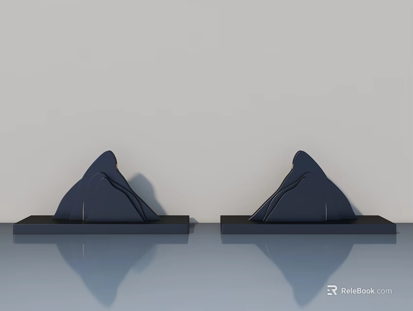 Two Black Hinged Doors on Black Base with Light Background and Reflection 3d model