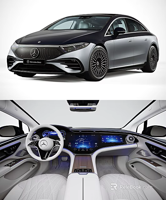 Mercedes Benz EQS Electric Car Showcasing Sleek Exterior And High Tech Interior Features 3d model 