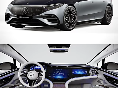 Mercedes Benz EQS Electric Car Showcasing Sleek Exterior And High Tech Interior Features 3d model