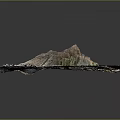 Detailed Rocky Terrain 3D Model With Root like Features Green Vegetation And Snowy Surface