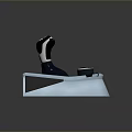 Sleek Modern Car Gear Shift Lever With Metallic Base And Blue Accent Light