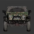 Camouflage Painted Off Road Vehicle with Black Roof and All Terrain Tires