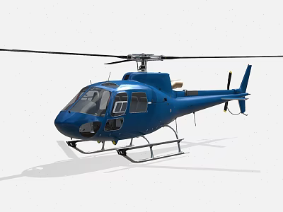 Blue Helicopter With Rotors Fuselage Landing Gear And Exterior Design 3d model