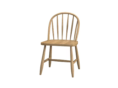 Wooden Dining Chair with Slatted Back Simple Natural Design for Kitchen Dining Room 3d model