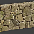 Building Exterior Wall With Natural Irregular Stones And Moss Covered Surface 3d model