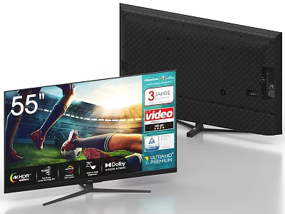 55 Inch Smart TV with Streaming Apps Displaying Sports Game and Sleek Stand Design 3d model