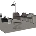 Modern Italian Sofa Coffee Table Combination Leather Sofa Living Room Sofa Multiplayer Sofa Single Person Sofa Side Table Acrylic Floor Lamp 3d model