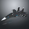 Detailed Military Fighter Jet Model With Black Body White Nose And Cockpit