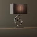 Unique Shaped Table Lamp With Spiral Metallic Base And Dark Fabric Lampshade