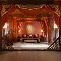 Traditional Chinese Shopping Mall Store With Red Decor Lanterns Carved Patterns And Elegant Design
