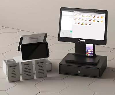 Modern POS Terminal System With Touch Screen Cash Drawer And Receipt Printer 3d model