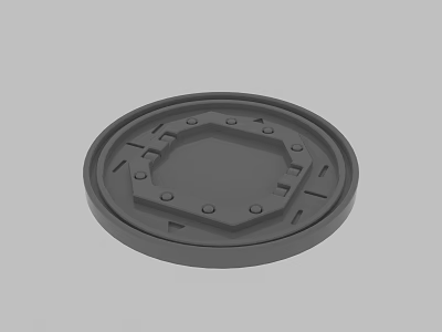 Gray Circular Mechanical Component With Octagonal Center And Holes Structure 3d model