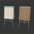 Two Art Easels With White And Brown Canvas Boards On Metal Stands