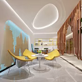 Elegant Modern Reception Desk Interior With White Marble Top Wooden Slat Wall And Warm Lighting