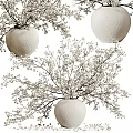 White Pebbled Texture Vase With Baby's Breath Flowers And Spreading Branches