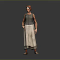 Woman In Traditional Attire With Red Headscarf Grey Vest Orange Sleeves And White Long Skirt