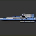 Futuristic Blue And White Aircraft With Sleek Aerodynamic Design And Detailed Wings