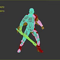 Male Superhero In Red Suit With Red Cape Holding Yellow Sword