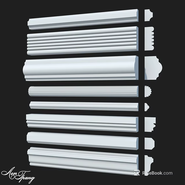 White Decorative Architectural Components With Various Molding Designs For Interior Use 3d model 