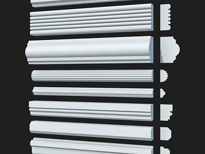 White Decorative Architectural Components With Various Molding Designs For Interior Use 3d model